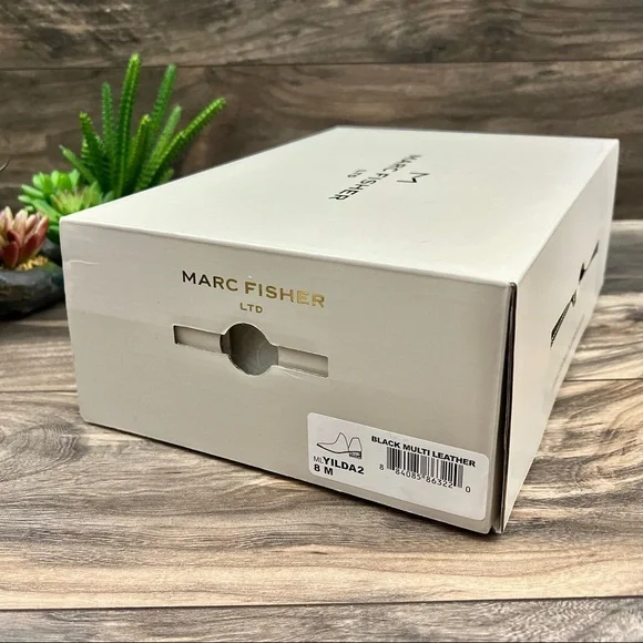 NIB Marc Fisher Yilda Notched Western Leather Ankle Bootie Black Snake Multi 8M - Picture 12 of 12